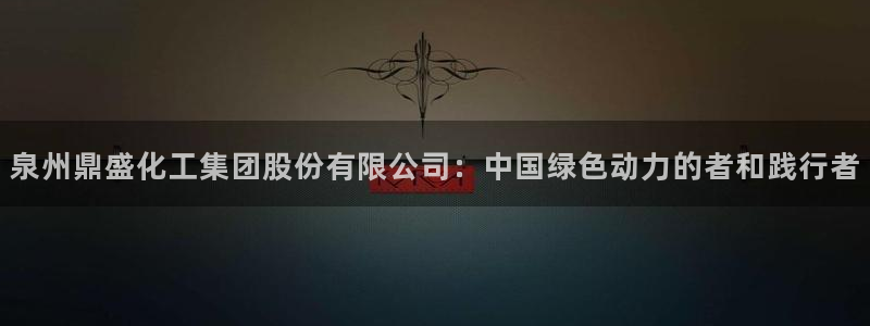 球盟会：泉州鼎盛化工集团股份有限公司：中国绿色动力的者和践行